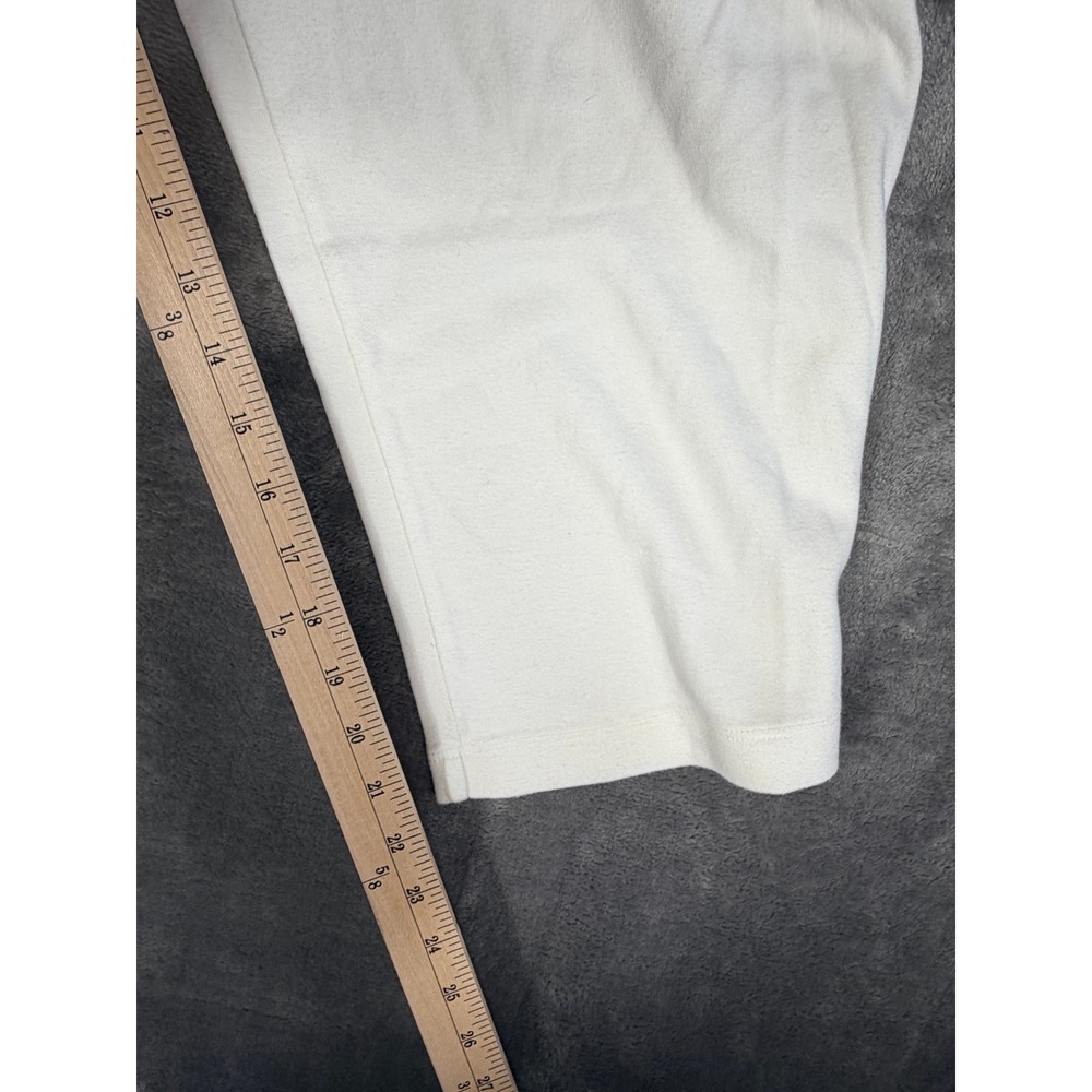 Lands End Womens Plus Capri Pants L 1X 18W White Cotton Elastic Waist Pockets - Picture 5 of 6